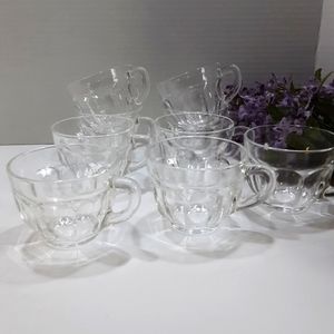 9 Vintage Punch Cups Federal Glass Colonial Clear Panels Depression Glass
